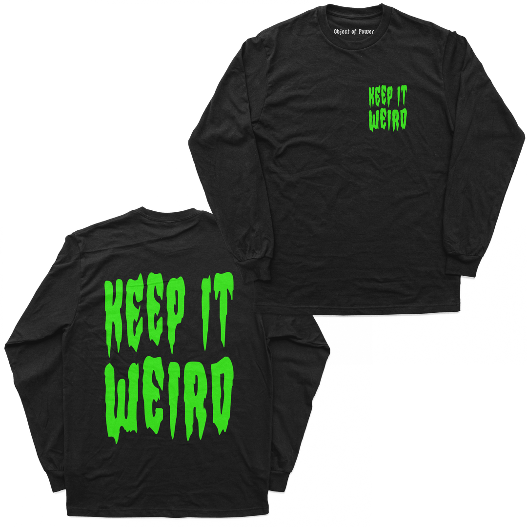 Object of Power nerdy gamer anime tabletop roleplaying Long Sleeve Tee Keep It Weird Long Sleeve Tee Chest & Back Prints / Black / S