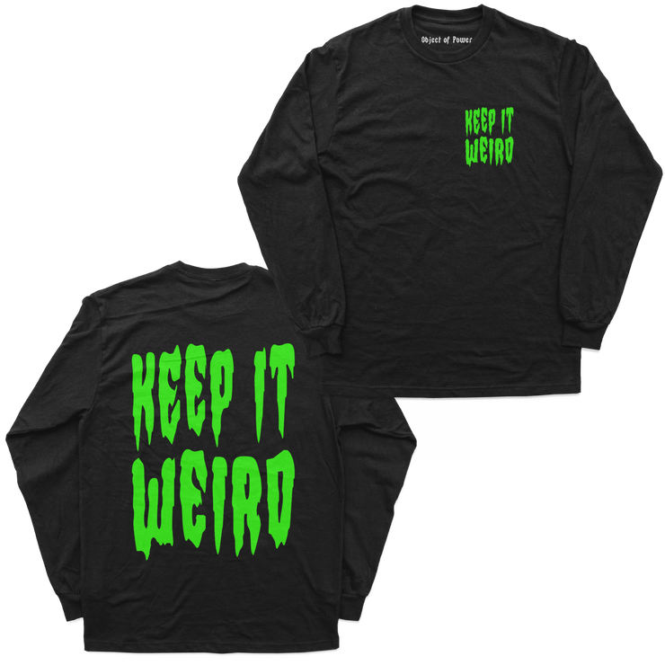 Object of Power nerdy gamer anime tabletop roleplaying Long Sleeve Tee Keep It Weird Long Sleeve Tee Chest & Back Prints / Black / S