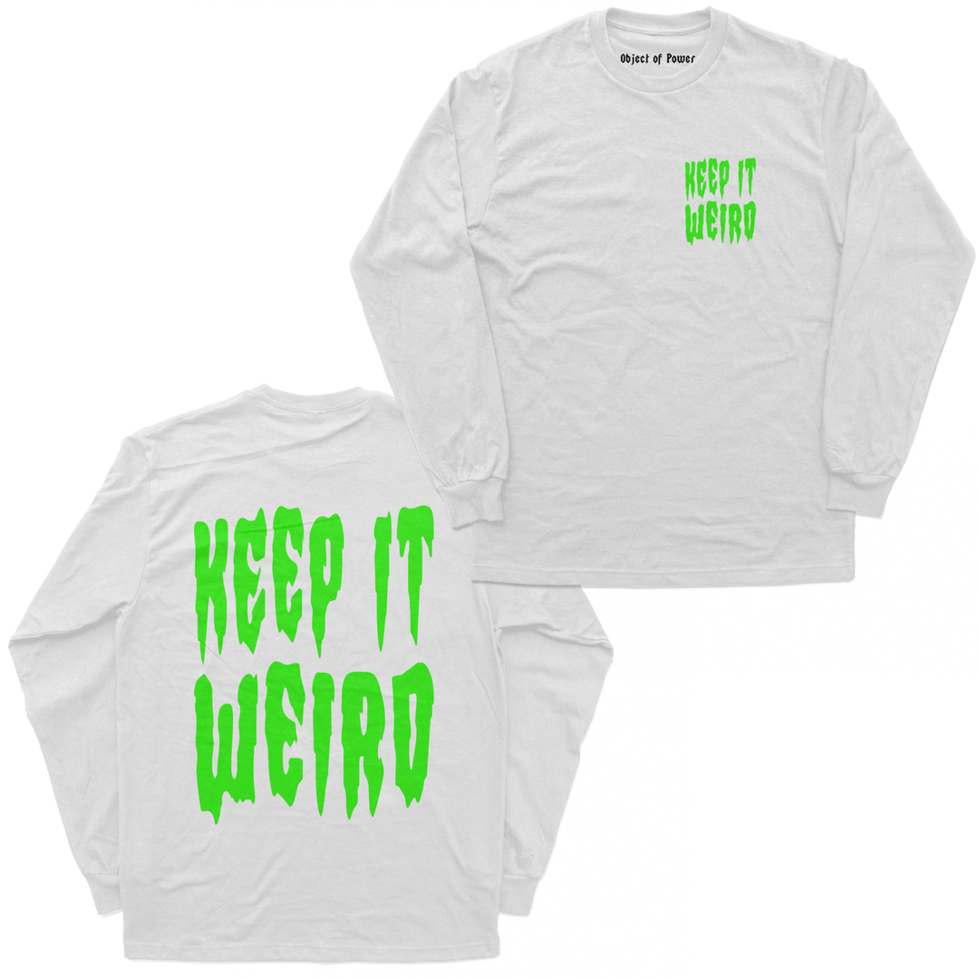 Object of Power nerdy gamer anime tabletop roleplaying Long Sleeve Tee Keep It Weird Long Sleeve Tee Chest & Back Prints / White / S