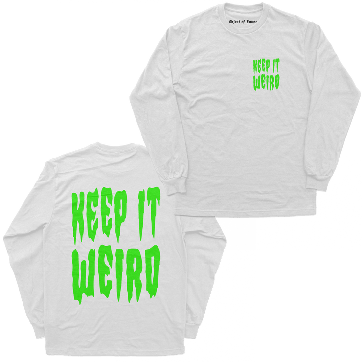 Object of Power nerdy gamer anime tabletop roleplaying Long Sleeve Tee Keep It Weird Long Sleeve Tee Chest & Back Prints / White / S