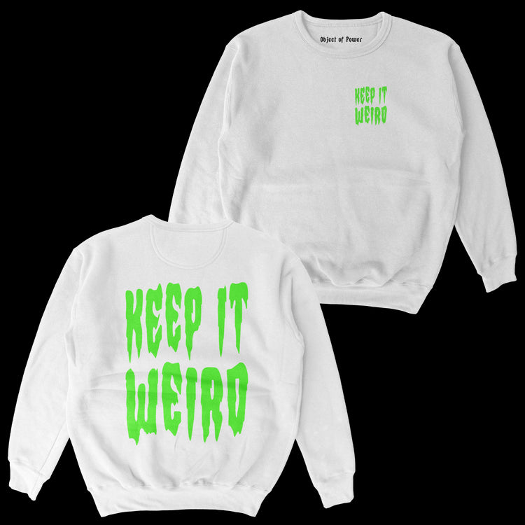 Object of Power nerdy gamer anime tabletop roleplaying Sweatshirt Keep It Weird Sweatshirt Chest & Back Prints / White / S