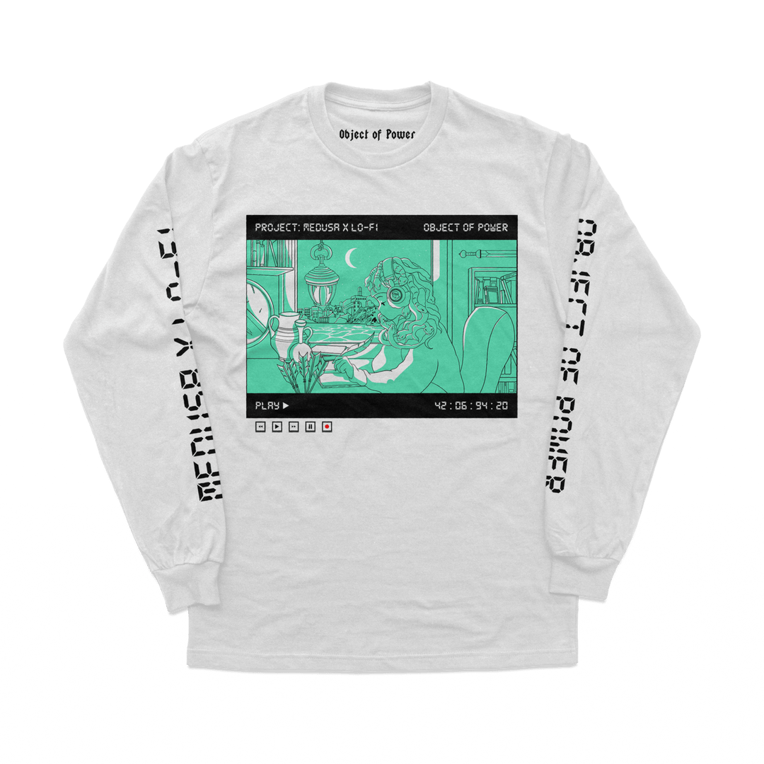 Object of Power nerdy gamer anime tabletop roleplaying Long Sleeve Tee Medusa X Lo-Fi Long Sleeve Tee Front & Sleeve Prints / White / XS