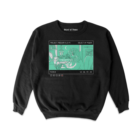 Object of Power nerdy gamer anime tabletop roleplaying Sweatshirt Medusa X Lo-Fi Sweatshirt Front Print / Black / S