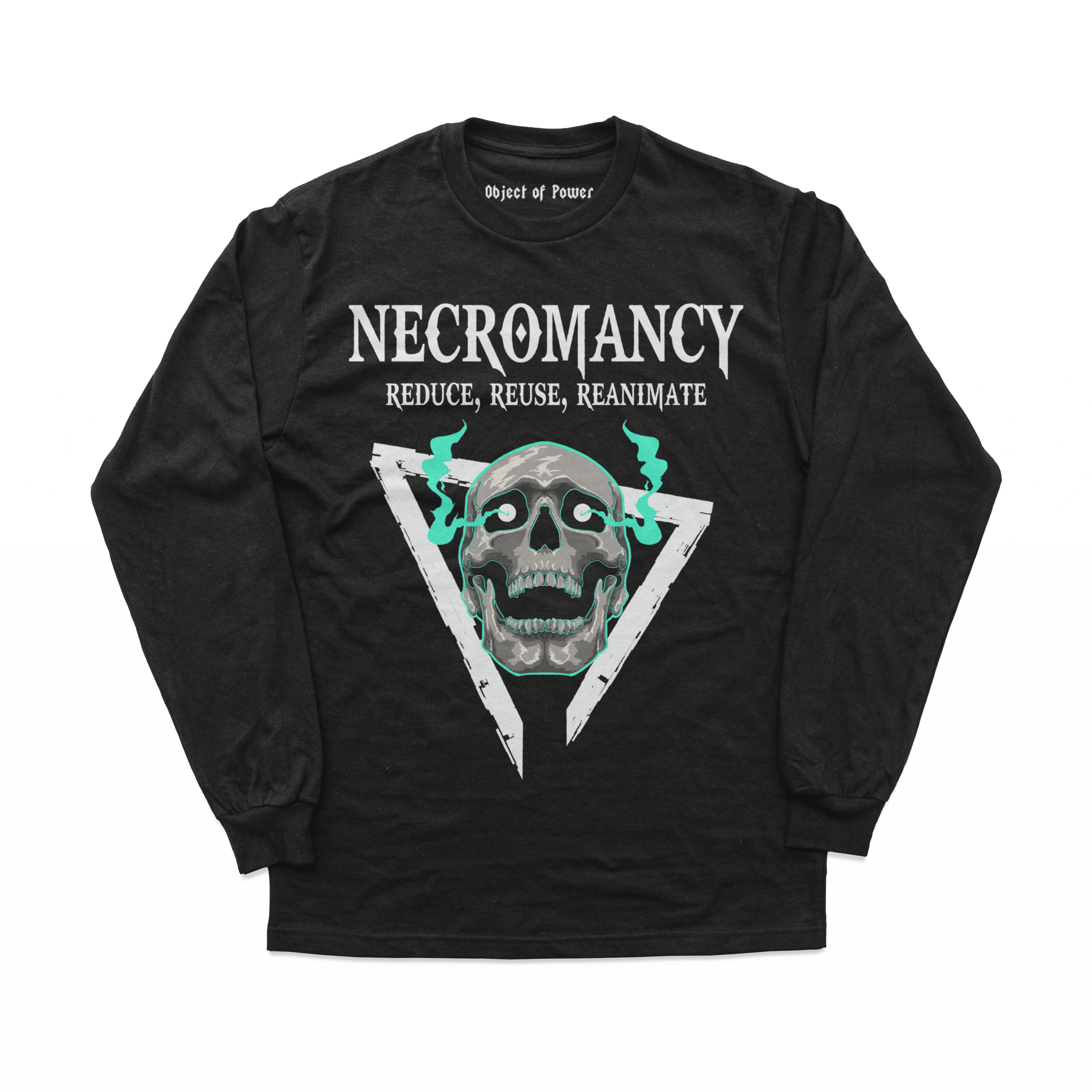 Object of Power nerdy gamer anime tabletop roleplaying Long Sleeve Tee Necromantic Environmentalism Long Sleeve Tee Front Prints / Black / XS