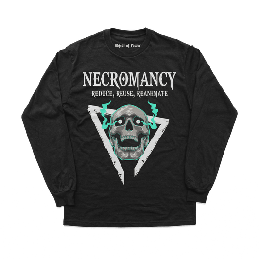 Object of Power nerdy gamer anime tabletop roleplaying Long Sleeve Tee Necromantic Environmentalism Long Sleeve Tee Front Prints / Black / XS