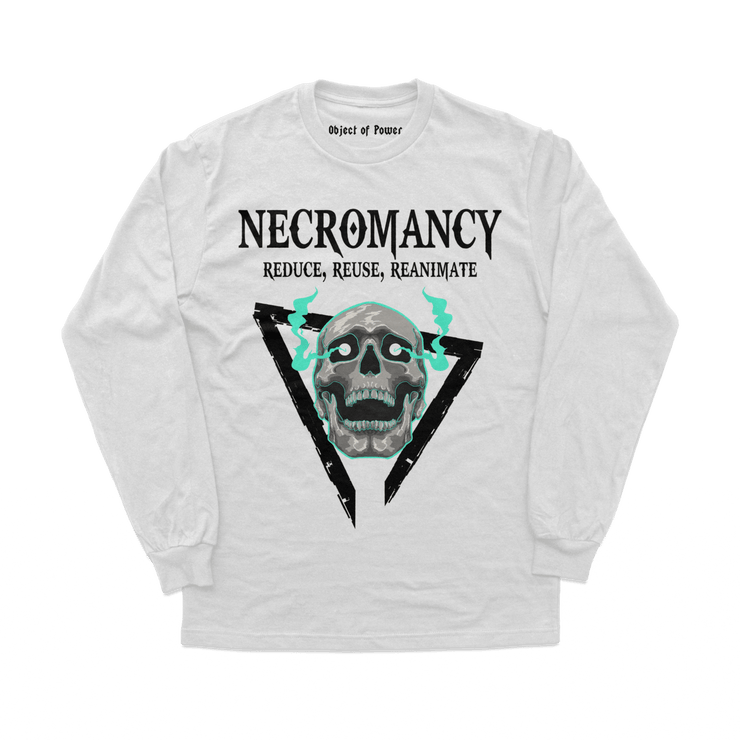 Object of Power nerdy gamer anime tabletop roleplaying Long Sleeve Tee Necromantic Environmentalism Long Sleeve Tee Front Prints / White / XS
