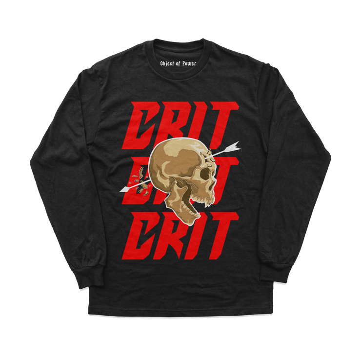 Object of Power nerdy gamer anime tabletop roleplaying Long Sleeve Tee Ranged Critical Long Sleeve Tee Front Print / Black / XS