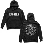 Object of Power nerdy gamer anime tabletop roleplaying Hoodie Rangers Rock Band Hoodie Chest & Back Prints / Black / S