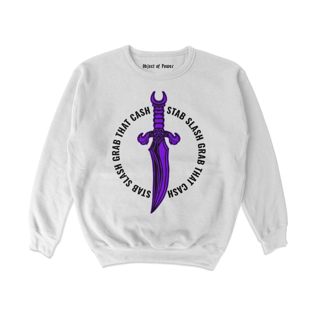 Object of Power nerdy gamer anime tabletop roleplaying Sweatshirt Rogue's Dagger Sweatshirt Front Print / White / S