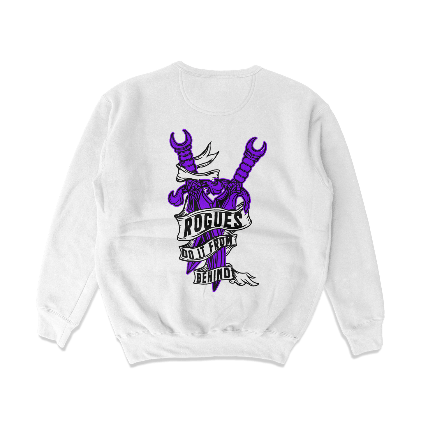 Object of Power nerdy gamer anime tabletop roleplaying Sweatshirt Rogue's Dagger Sweatshirt Back Print / White / S